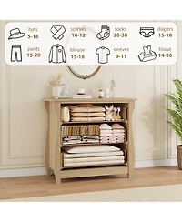 homfan 3 Drawer Dresser for Bedroom Chest of Drawers with Metal Ring Pull Handles, Wooden Storage for Living Room Entryway Hallway