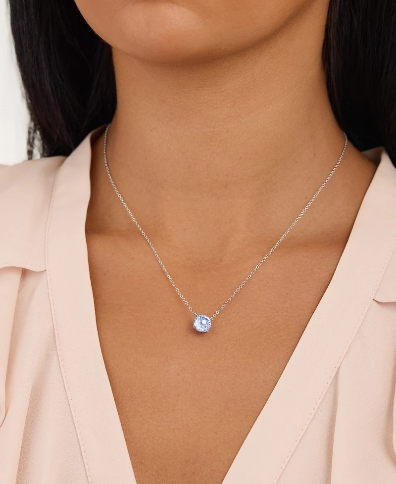 Macy's Sterling Silver Starlight Cubic Zirconia Solitaire Necklace