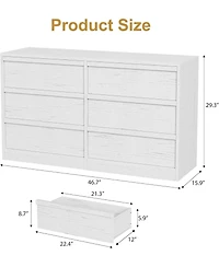 homfan 6-Drawer Storage Dresser Wide Antique Chest of Drawers for Clothes, Linens and Bedroom Organization