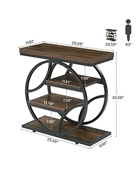 Tribesigns Side Table with 4-Tier Storage Shelf Set of 2, 25-Inch Living Room Narrow End Table, Small Industrial Nightstand with Geometric Metal Frame