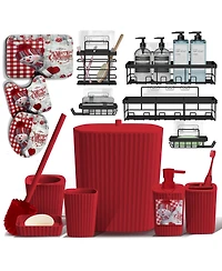 Clara Clark 14-Piece Complete Holiday Bathroom Decor and Accessory Set with Bath Rugs and Shower Caddy Set