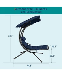 gaomon Hanging Chaise Lounge Swing Chair, Curved Steel Hammock Lounger Chairs for Patio Pool Garden Backyard