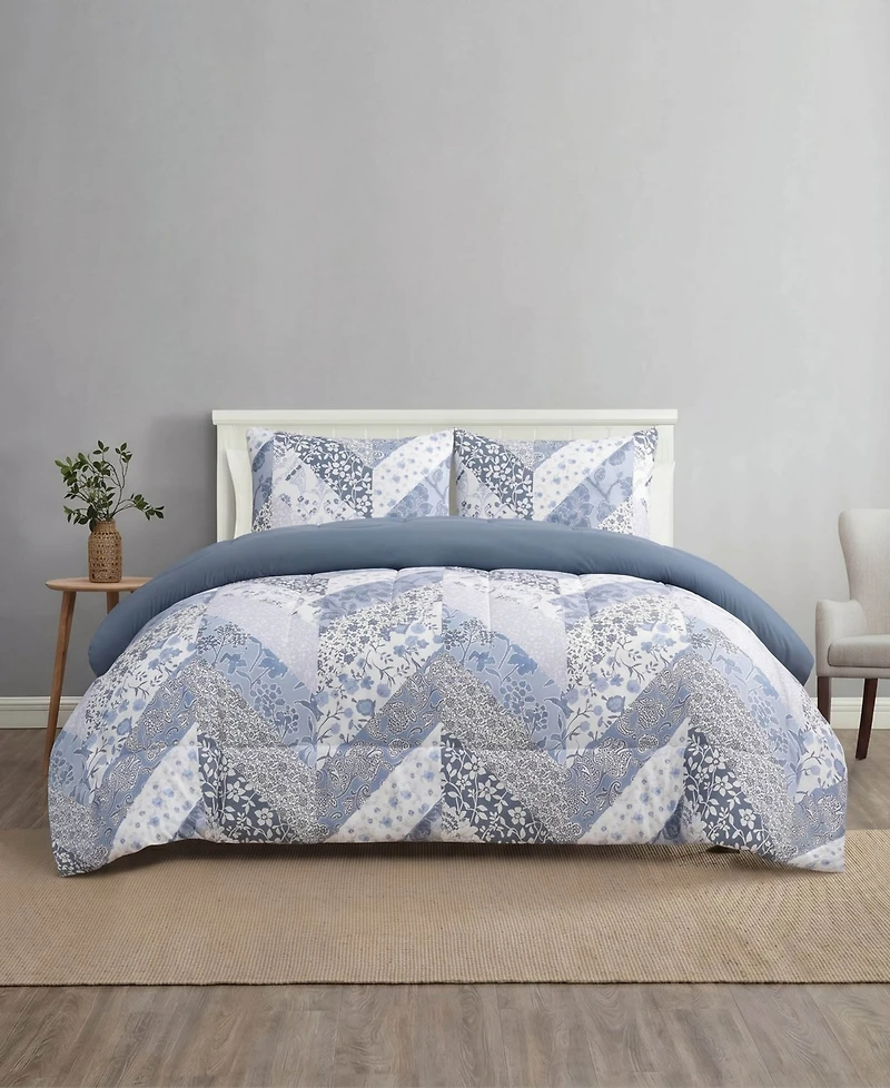 Bryony Floral Soft Patchwork Design 3-Piece Comforter Set