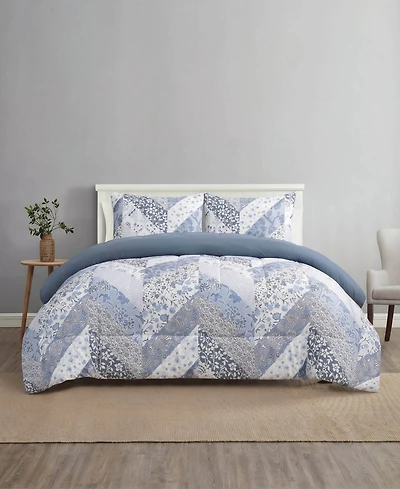 Bryony Floral Soft Patchwork Design 3-Piece Comforter Set