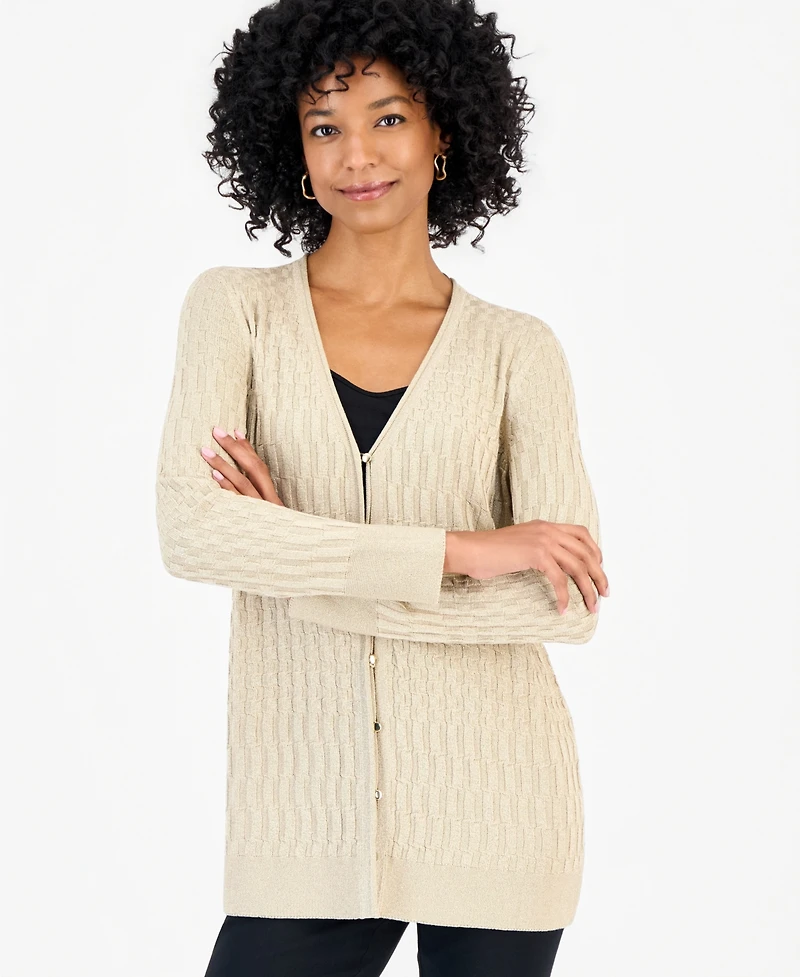 Jm Collection Women's Lurex Stitch Tunic Cardigan Sweater, Macy's Exclusive