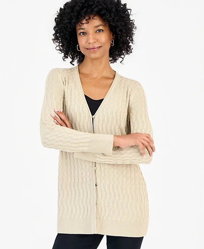 Jm Collection Women's Lurex Stitch Tunic Cardigan Sweater, Macy's Exclusive