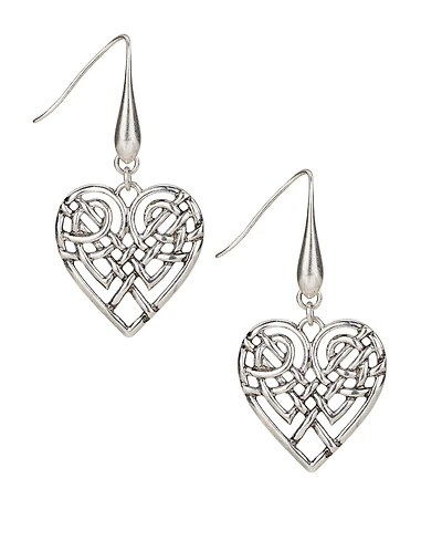 Patricia Nash Scandinavian Knot Collection Heart Hoop Earrings