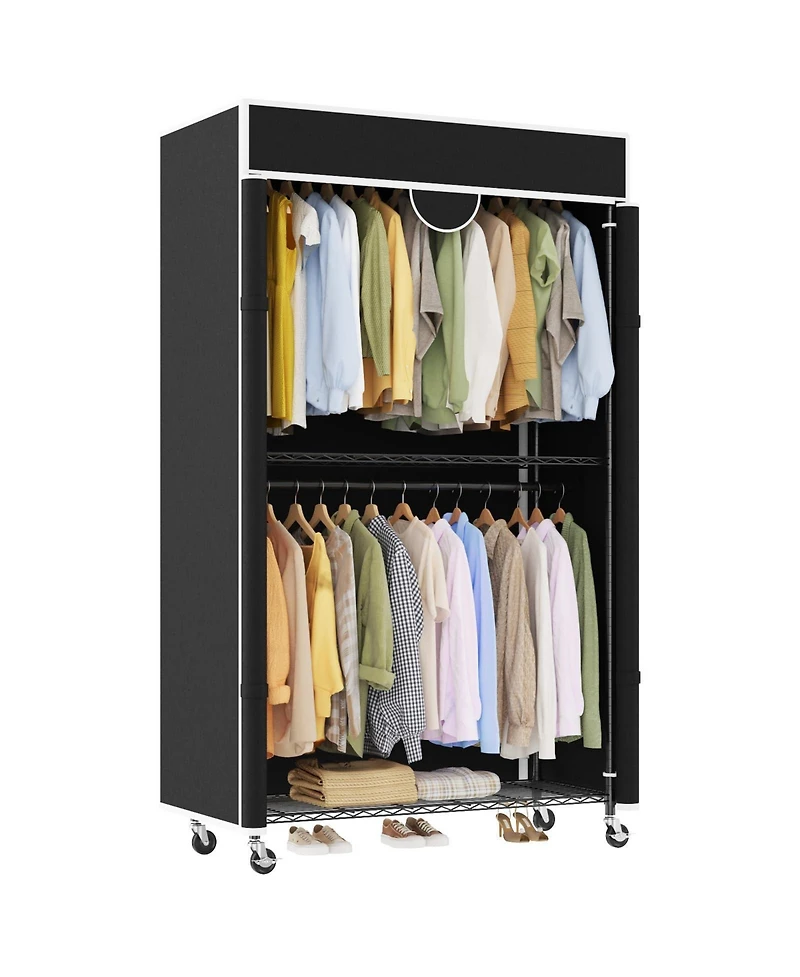 gaomon Heavy Duty Carbon Steel Portable Closet Wardrobe - Clothes Rack with Cover