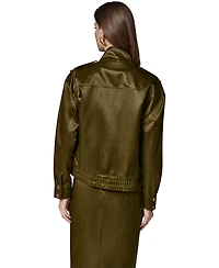 Donna Karan New York Women's Glazed Cotton Zip-Front Jacket