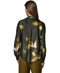 Donna Karan New York Women's Printed Satin Long-Sleeve Top