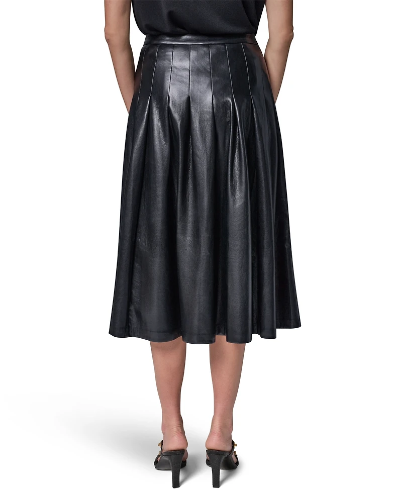 Donna Karan New York Women's Pleated Faux Leather Midi Skirt