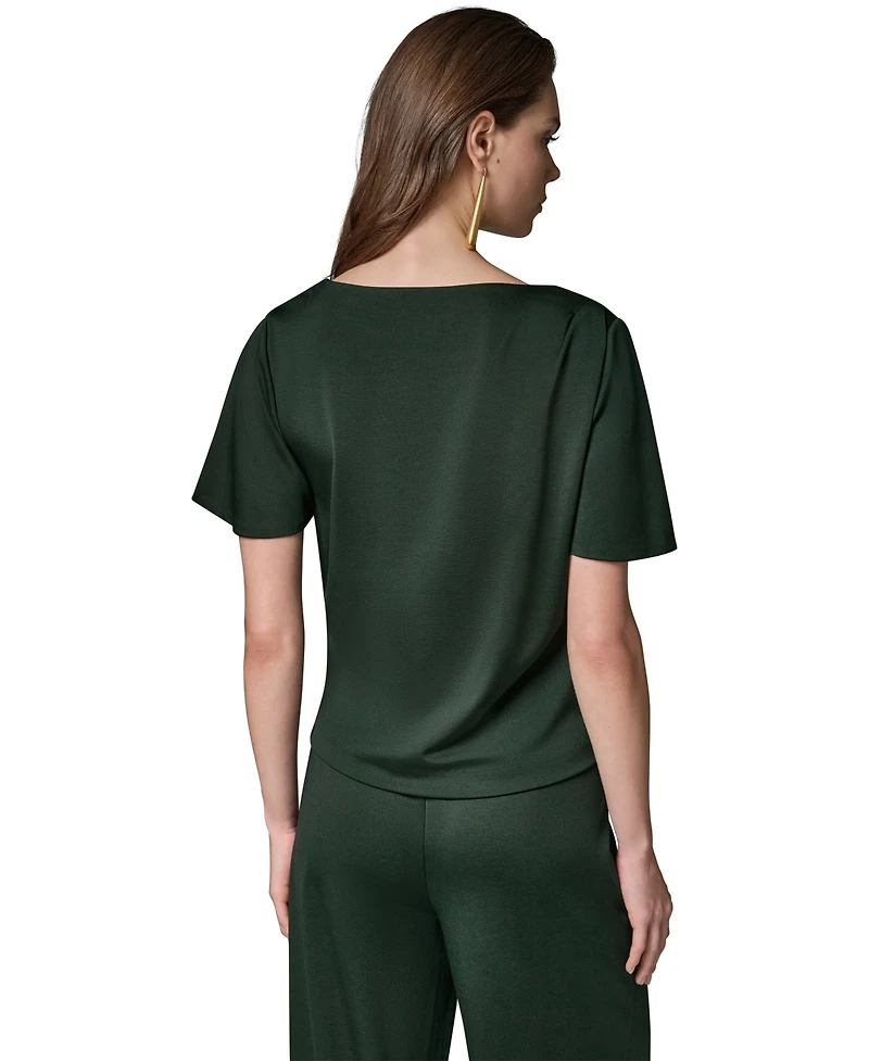 Donna Karan New York Women's Sheen Ponte Faux Surplus Top