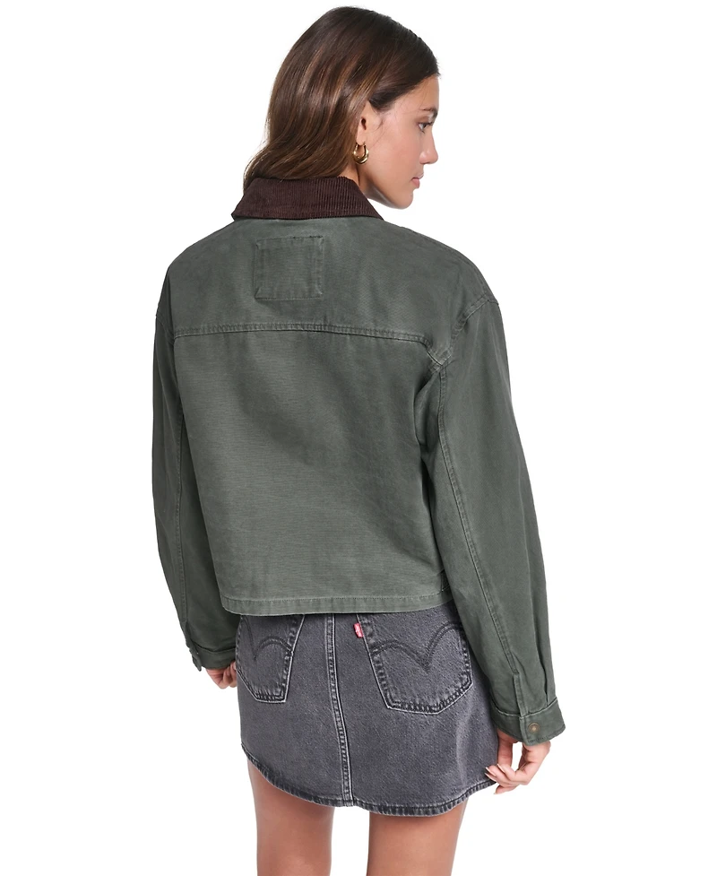Levi's Women's Cropped Cotton Corduroy-Collar Barn Jacket