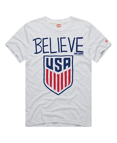 Homage Men's and Women's Gray Usmnt Ted Lasso Believe Crest Tri-Blend T-Shirt