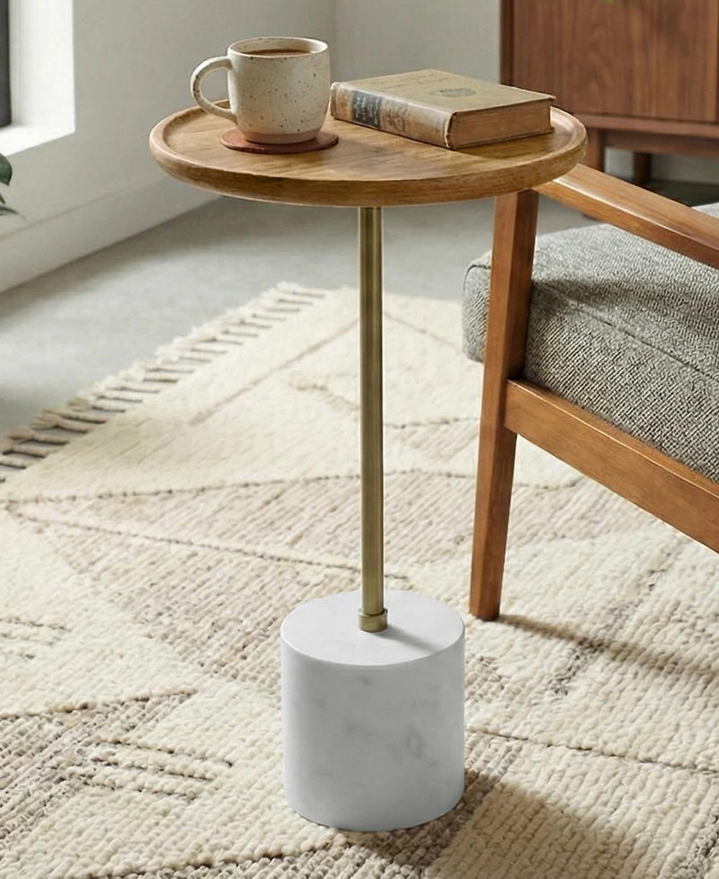 Simpli Home Turner 22.8" Wood Round Side Table