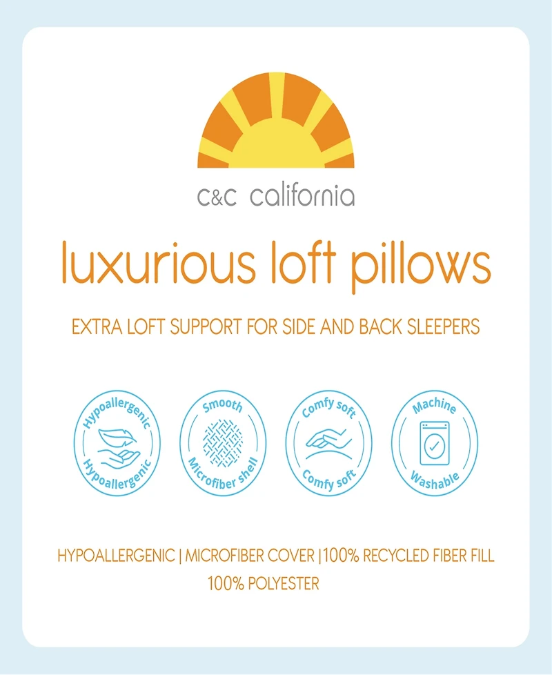 C&C California Crescent Embossed 2-Pack Pillow, Standard