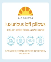 C&C California Crescent Embossed 2-Pack Pillow, Standard