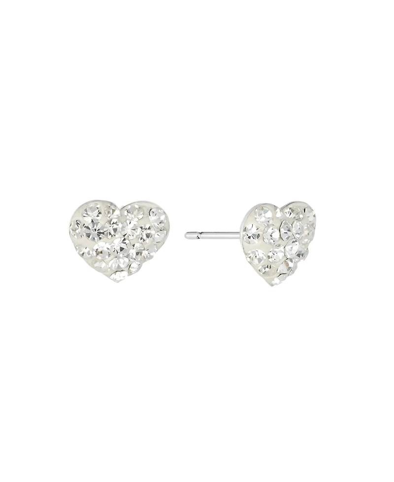 Macy's 8mm Crystal Pave Heart Stud Earrings