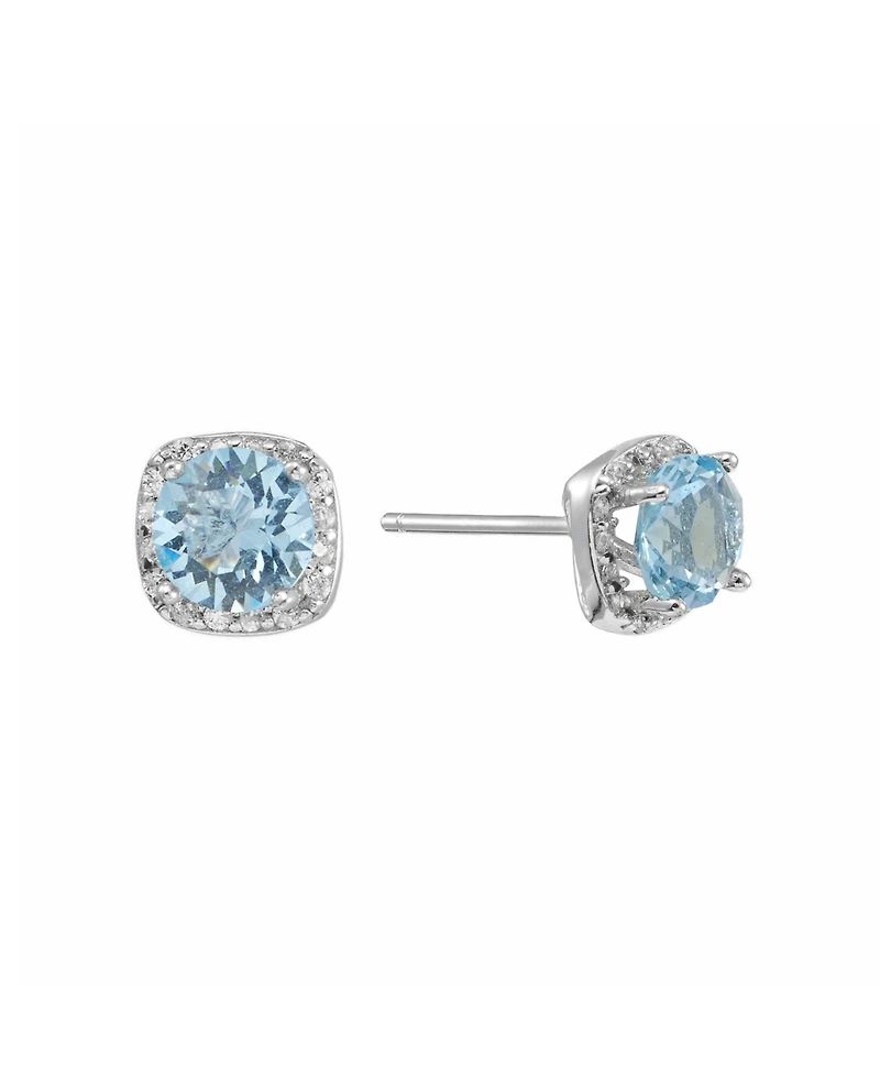 Macy's 6mm Round Crystal with Cubic Zirconia Halo Stud Earrings