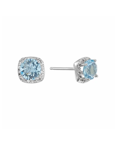 Macy's 6mm Round Crystal with Cubic Zirconia Halo Stud Earrings