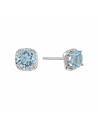 Macy's 6mm Round Crystal with Cubic Zirconia Halo Stud Earrings