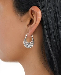 Macy's Oxidized Flower Swirl 1.15" Hoop Earrings