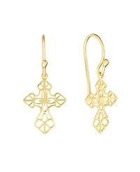 Macy's 14k Gold Over Laser Cut Cross Drop Earrings