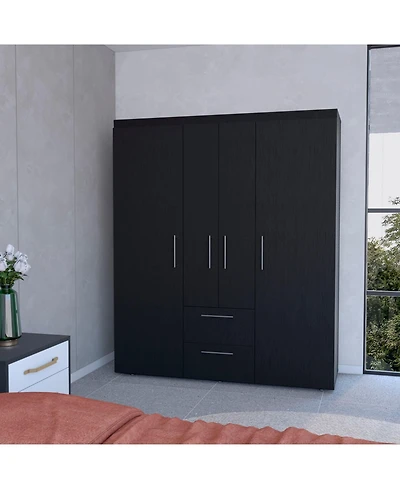 Fm Furniture Boyden Wardrobe, All-in-One 2-Door Armoire with Central Storage