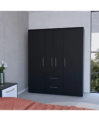 Fm Furniture Boyden Wardrobe, All-in-One 2-Door Armoire with Central Storage