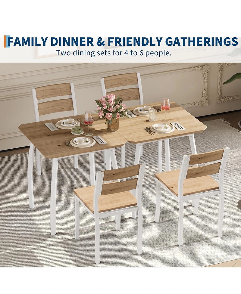 homfan 3 Piece Dining Table Set for 2 Space Saving Kitchen Furniture with Metal Frame, Upholstered Chairs Ideal for Small Spaces, Apartment