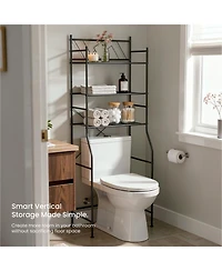 Home Zone Living 3-Tier Over the Toilet Bathroom Storage Organizer with Wide Stabilizing Base