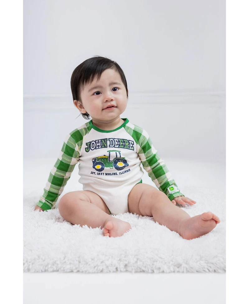 John Deere Baby Boys ( 3-6 9-12 ) 3-Pack Long Sleeve Bodysuits
