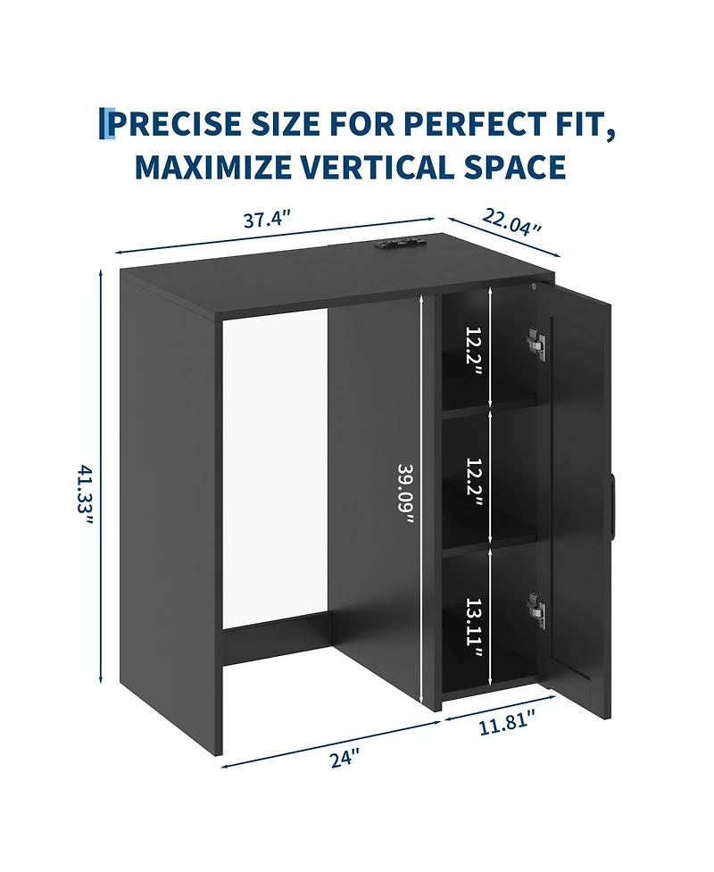 gaomon 37.4 Mini Fridge Cabinet Barn Door Outlet Space Saving Shelf Organizer