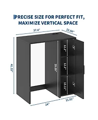 gaomon 37.4 Mini Fridge Cabinet Barn Door Outlet Space Saving Shelf Organizer