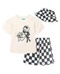 Nightmare Before Christmas Baby Boys' ( new born to 24 M ) Winnie the Pooh T-Shirt Shorts and Bucket Hat Set