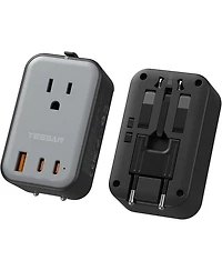 Tessan Travel Adapter Pd 20W, Universal Power Adapter 2 Usb C 1 Usb A, Ultra Thin International Plug Adaptor Worldwide Outlet for Us to European Uk