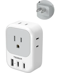 Tessan 2 Prong to 3 Prong Outlet Adapter Us to Japan Plug Adapter with 4 Outlets 3 Usb (2 Usb-c),Outlet Converter Us to Japan China Mexico Philippines