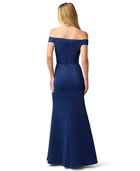 Adrianna Papell Women's Off-the-Shoulder Scuba Gown Dress