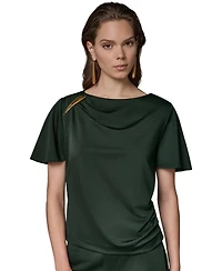 Donna Karan New York Women's Sheen Ponte Faux Surplus Top
