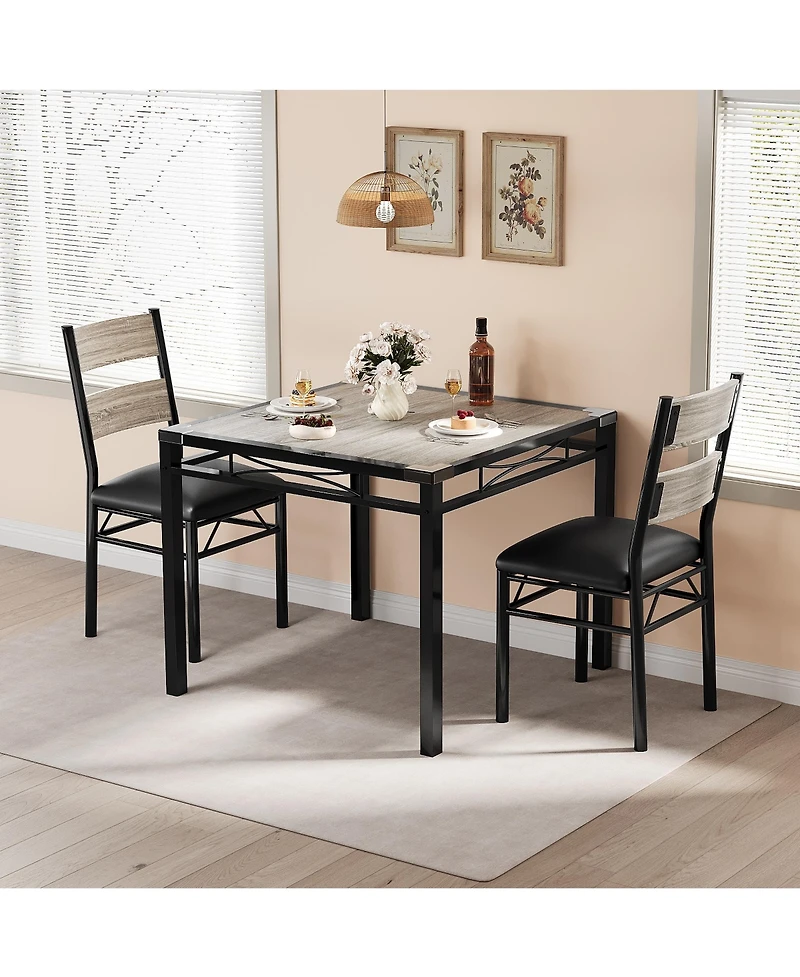 homfan Modern Dining Table Set for 2/4 - Space Saving Small Kitchen Table with Upholstered Chairs