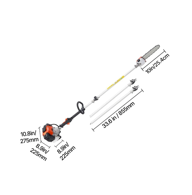 Sugift Gas Pole Saw 43CC 2 Stroke Gas Powered Pole Saws with 10 in Cutting Bar