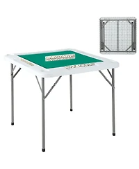 gaomon 4 Player Folding Mahjong Table with Wear-Resistant Tabletop, Portable Square Card Desk and Chip Trays for Mahjong Poker Puzzles
