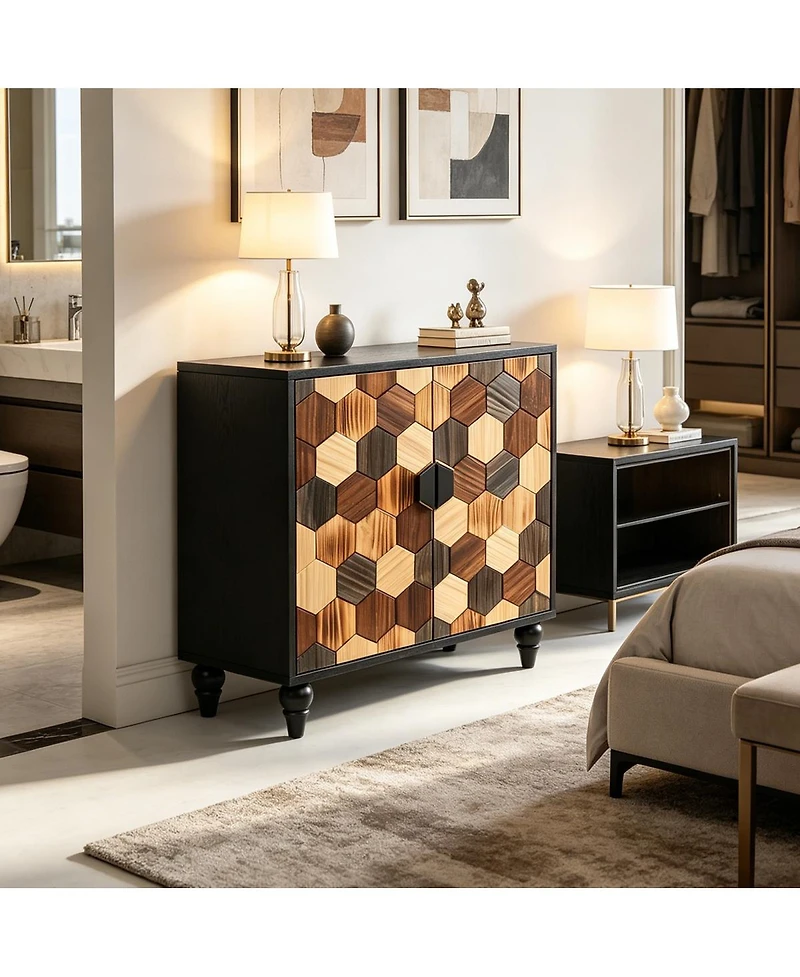 Streamdale Furniture 30.31" Sideboard with Honeycomb Pattern