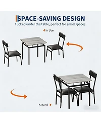 homfan 3 Piece Dining Table Set, Kitchen Table Set for 2 with Pu Upholstered Chair, Metal Frame for Small Space, Dining Room, Apartment, Studio
