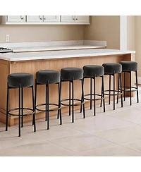gaomon 24" Round Barstools Set 4/6 Sherpa Soft Seat Counter Height Metal Legs