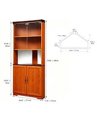 Streamdale Furniture 70.86" Tall 5-Tier Corner Storage Cabinet with Glass Doors and Mirrored Back