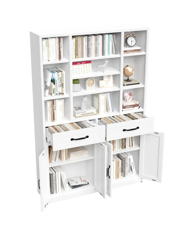 Streamdale Furniture 71" Tall Industrial Storage Bookcase with Doors, Drawers and Adjustable Shelves