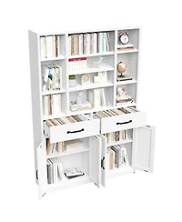 Streamdale Furniture 71" Tall Industrial Storage Bookcase with Doors, Drawers and Adjustable Shelves