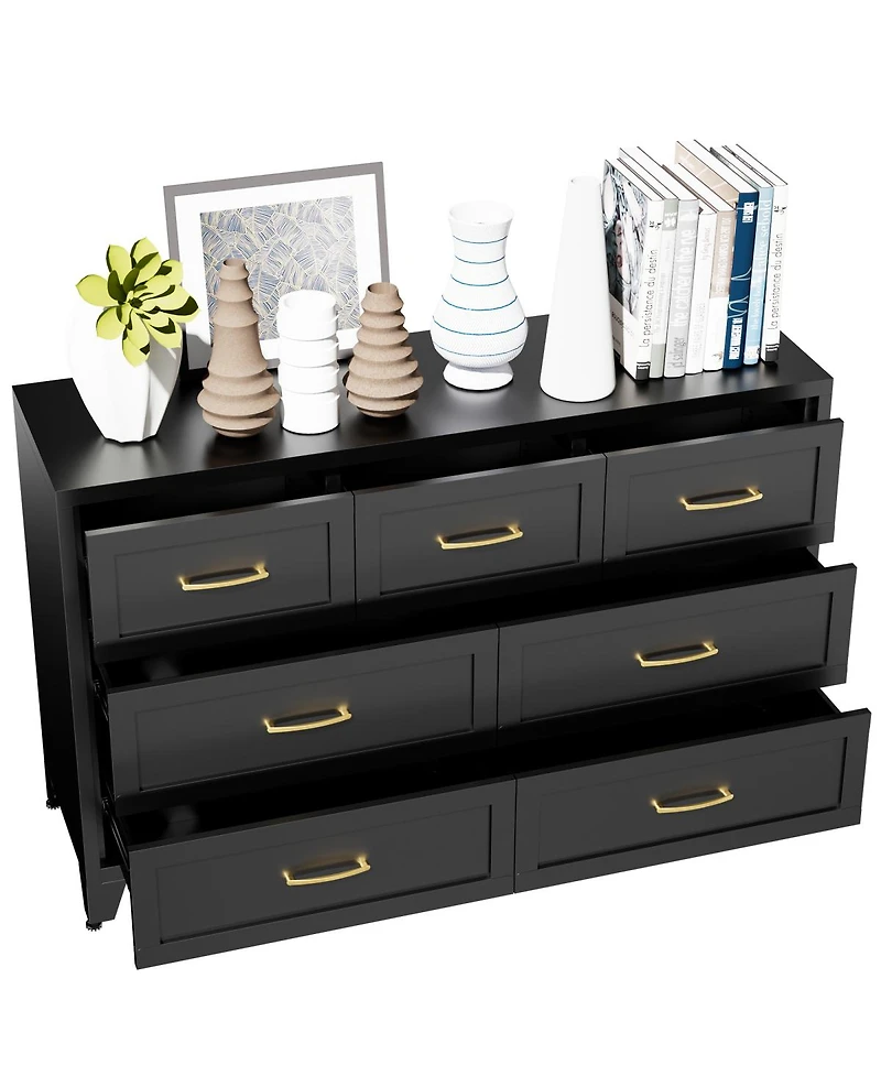 Streamdale Furniture 7-Drawer Wide Metal Storage Dresser for Bedroom and Living Room