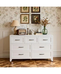 Streamdale Furniture 7-Drawer Wide Metal Storage Dresser for Bedroom and Living Room